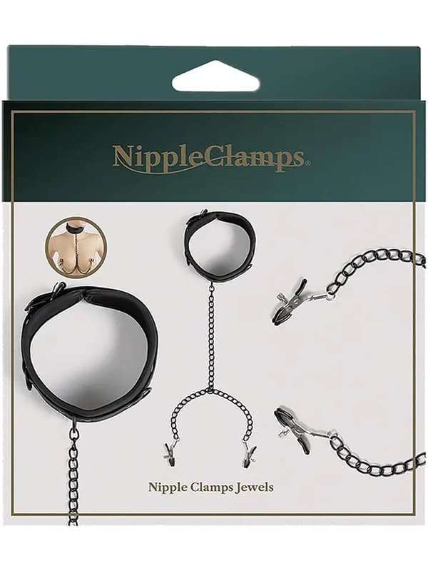 Virgite Collar With Nipples Clamps Halsbånd med brystklemmer