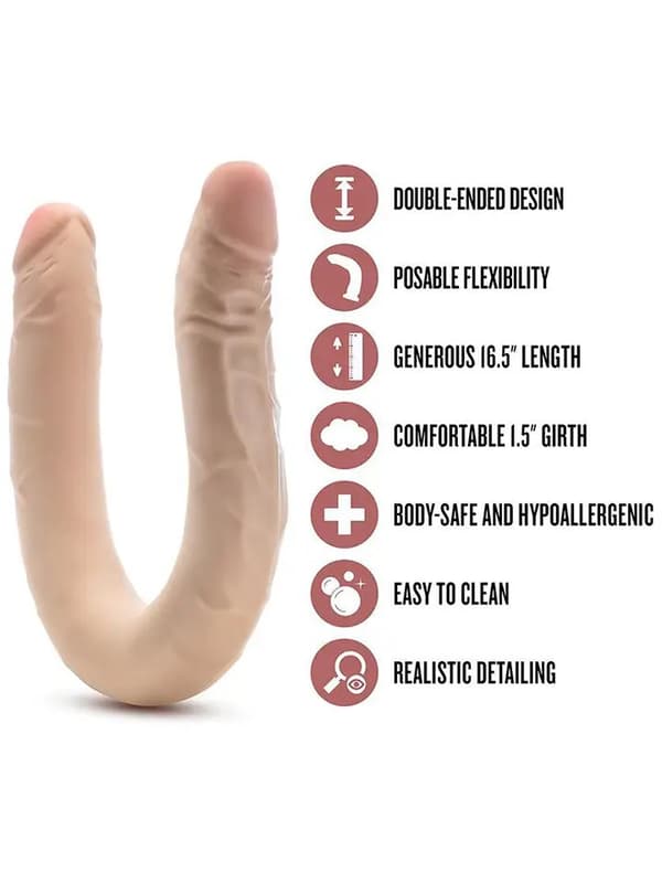 Posable Double Dong Beige 42 cm Dual dildo