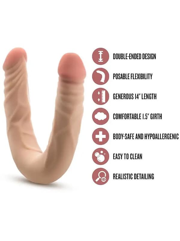 Posable Double Dong Beige 35,5 cm Dubbeldildo