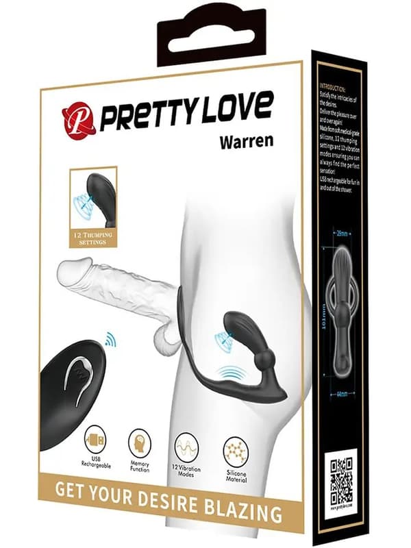Pretty Love Warren Prostate Stimulator Analplug with penisring