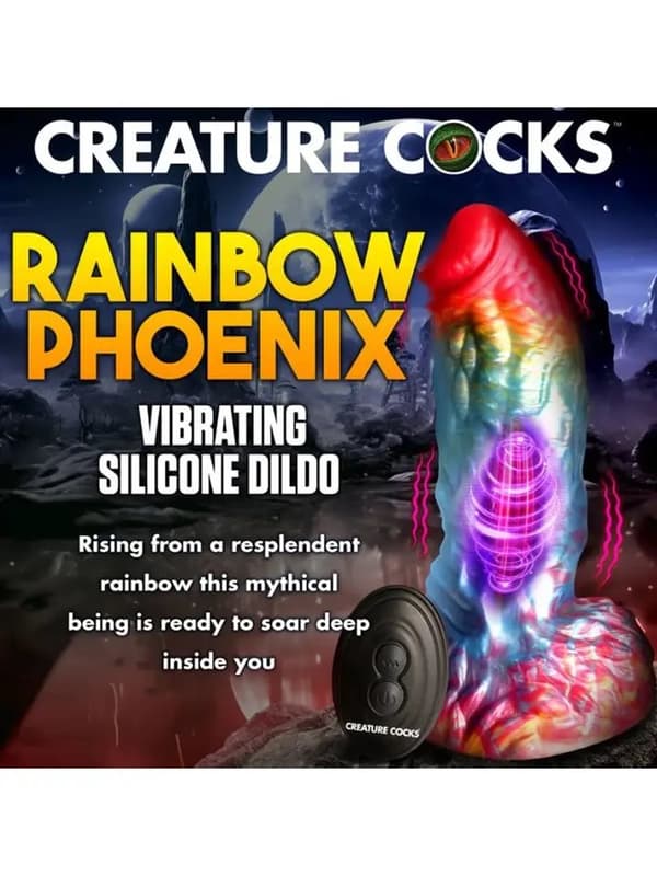 Rainbow Phoenix Vibrating Dildo 17,3 cm Dragon dildo