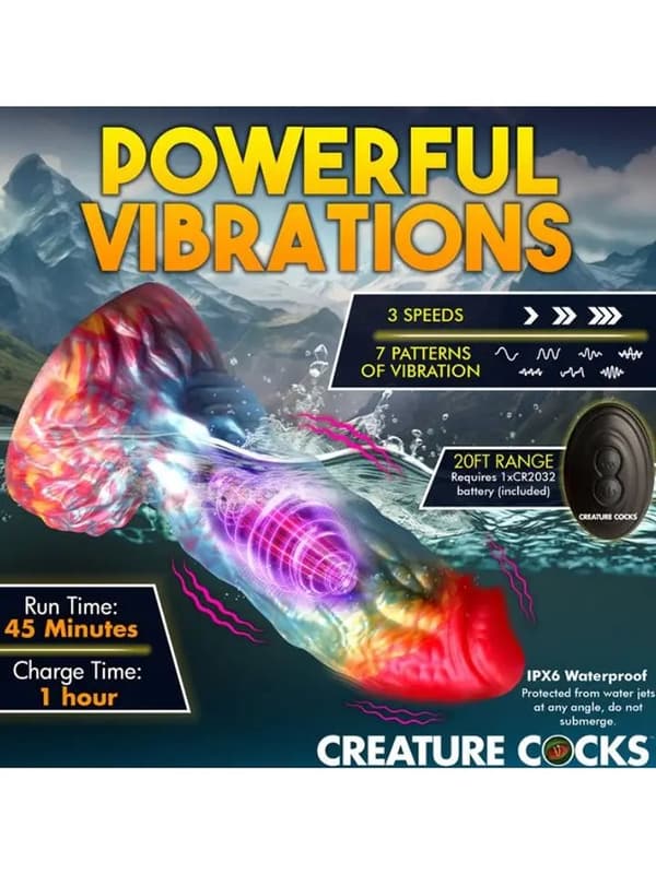 Rainbow Phoenix Vibrating Dildo 17,3 cm Dragon dildo