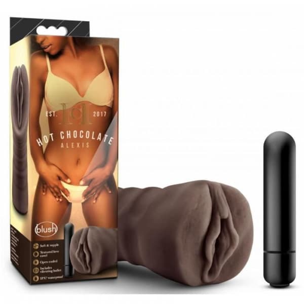 Masturbator - Alexis - Hot Chocolate Brown Vagina - Realistisk - Vibrerande - Minivibrator ingår
