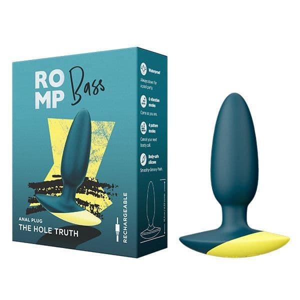 Plug anal vibrerande - ROMP - Bass Green - Mjuk silikon - Vattentät - Laddningsbar
