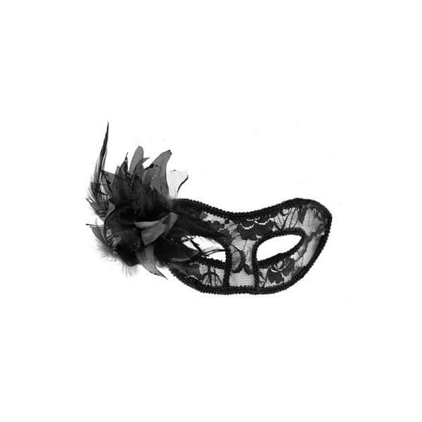 Mask - La Traviata - Black - Elastic - Lace - Decorative Flowers