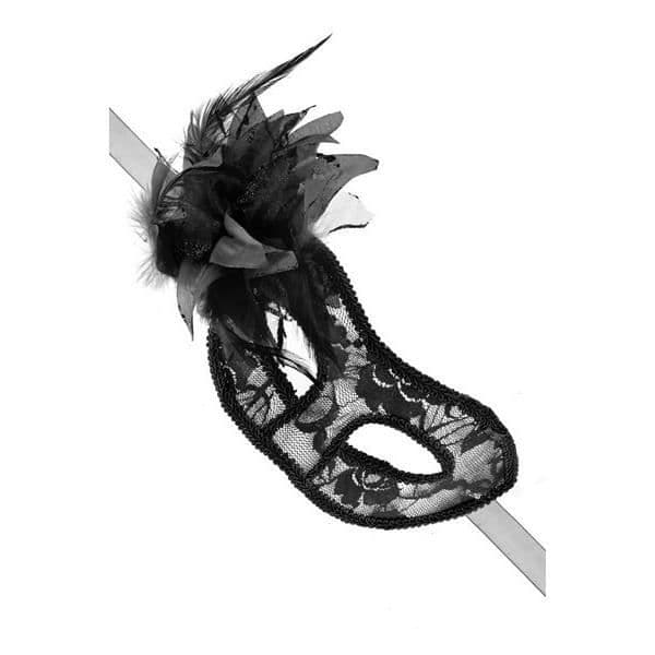Mask - La Traviata - Black - Elastic - Lace - Decorative Flowers