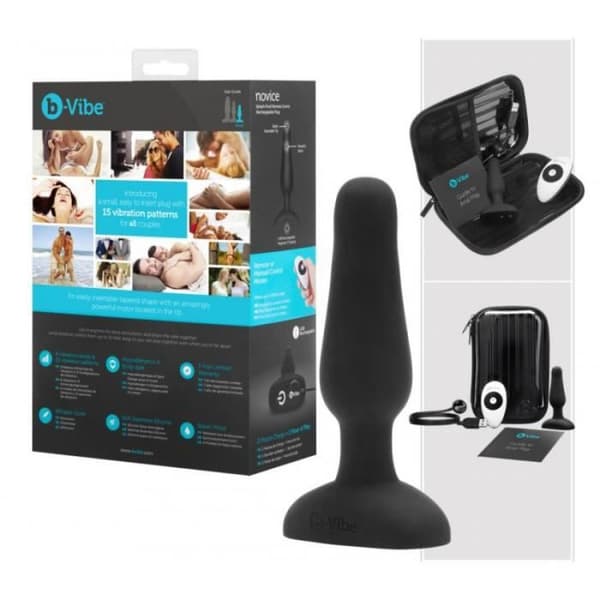 Plug anal - B-Vibe - Nybörjare - Fjärrstyrd - Hypoallergeniskt silikon - Svart