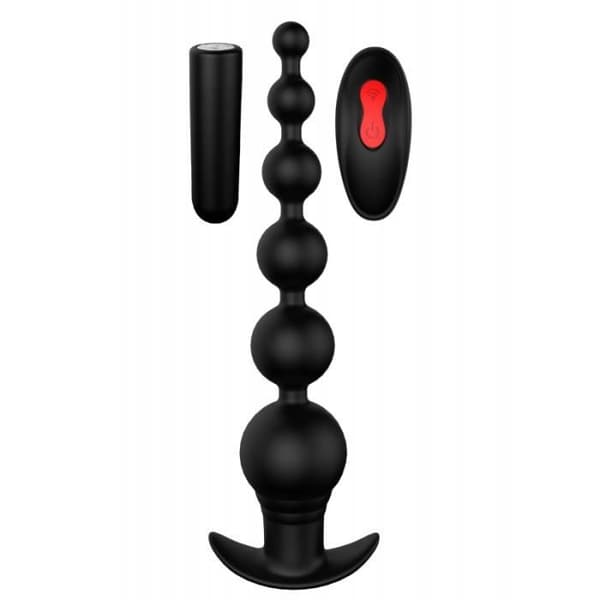 Anal rosenkrans - Cheeky Love - USB-fjärrkontroll - 6 pärlor - 9 vibrationslägen - Svart