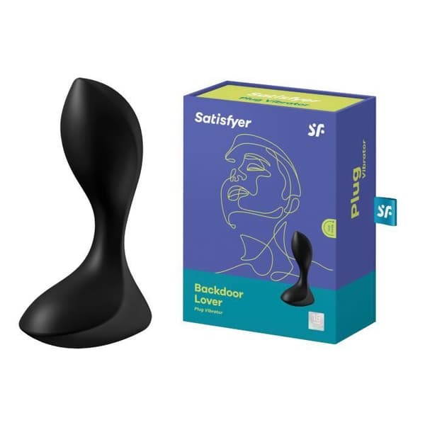 Vibratorplugg - SATISFYER - Backdoor Lover - Svart - Silikon - 12 vibrationsinställningar