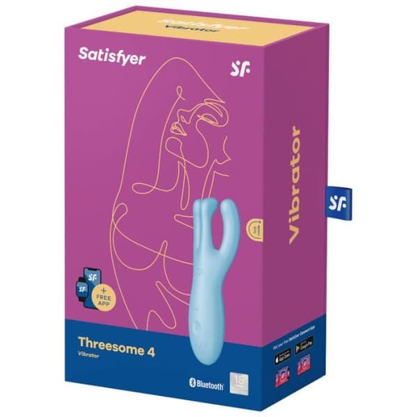 Vibromassör - SATISFYER - Threesome 4 - Blå - Medicinskt silikon - 12 vibrationsprogram