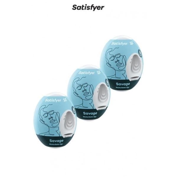 Masturbator - Satisfyer - Egg Savage - Paket om 3 - Hydro-Active TPE - Intensiv stimulering