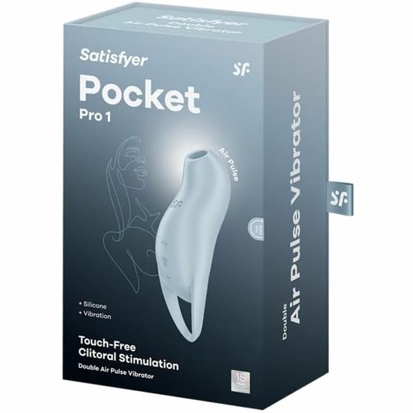 Klitorisstimulator - SATISFYER - Pocket Pro 1 - Ljusblå - Medicinskt silikon - Uppladdningsbar