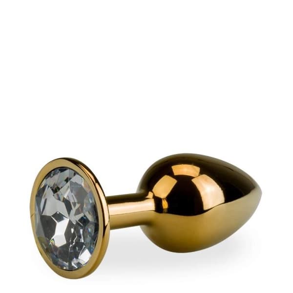 Plugg av metall för anal användning, rosablomma i guld, storlek S 50g - Diamant