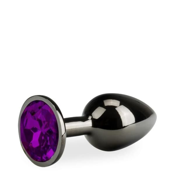Plugg i metall anal rosenspruta gun metal storlek S 50g - Ametist