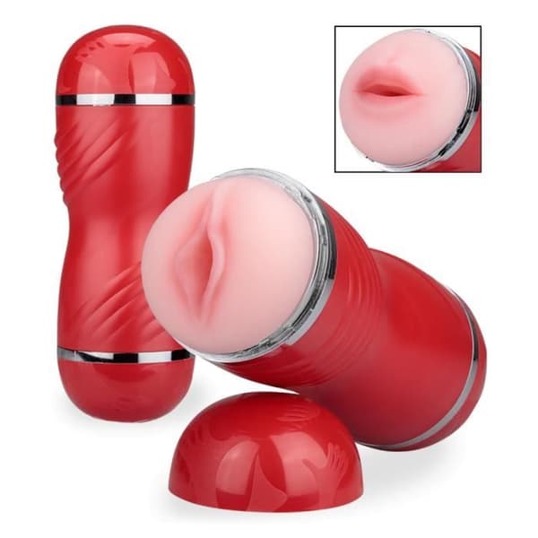 Masturbator för män dubbel ingång vagina mun Salome - Röd