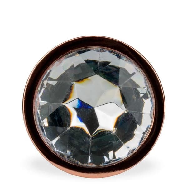 Plug metallisk analjuvel rosabud rosaguld storlek S 50g - Diamant