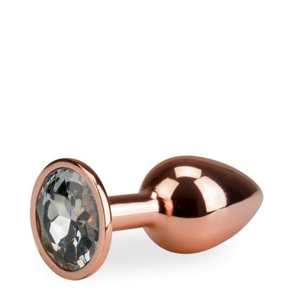 Plug metallisk analjuvel rosabud rosaguld storlek S 50g - Diamant