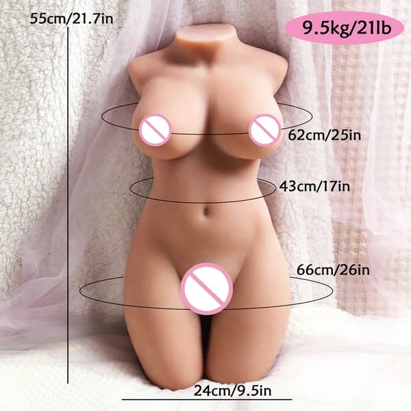 Torso Dukke, Fleksibel Metal Skelet, Realistisk TPE Materiale,9KG brun