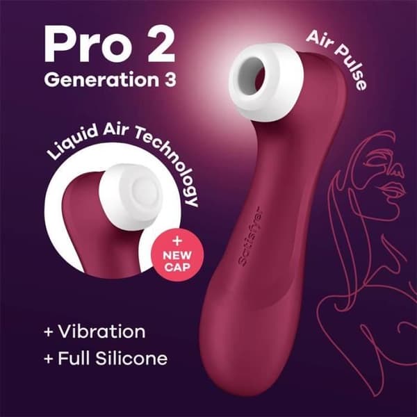 Clitoral Stimulator - SATISFYER - Pro 2 Gen 3 - Flytande luft - Sugkopp - Bordeaux