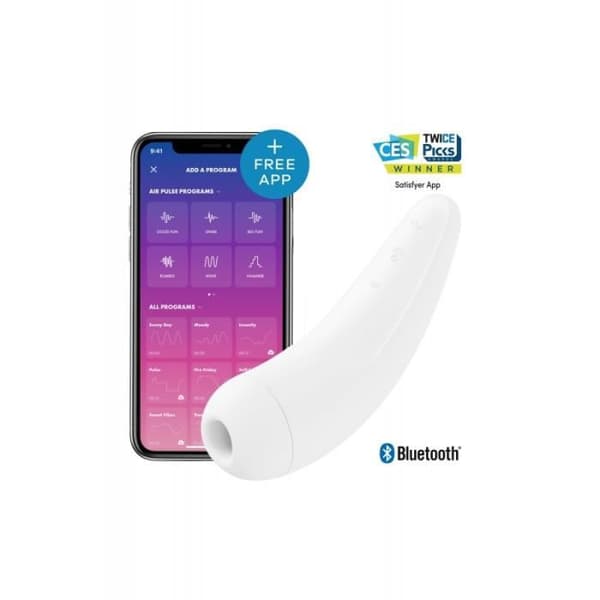 Klitorisstimulator - Curvy 2+ - Ansluten - Pulserad luft - Vibrationer - Rosa Vit