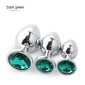 Miniatyrbild 1 av 4: Stål metall anal plugg 3 st set diamant butt plug och 7 tums vibrator honvibrator - mörkgrön typ