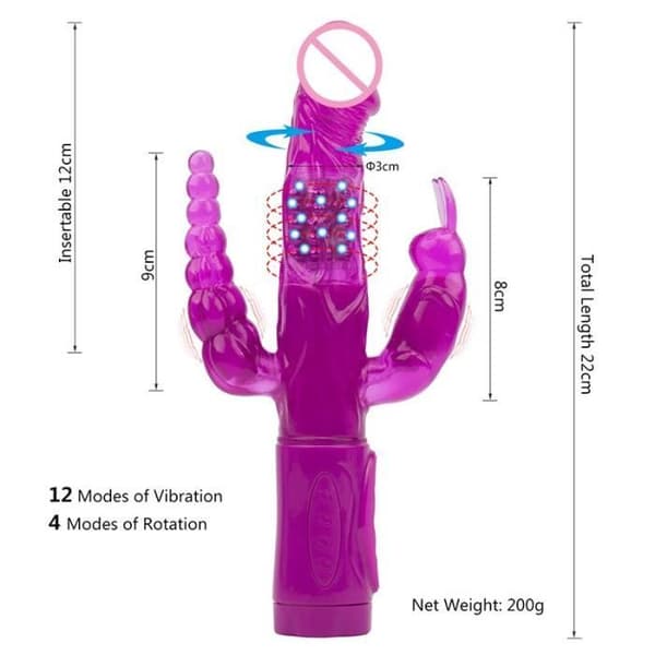 Erotisk sexleksak Triple Pleasure Kanin Vibrator Dubbel Penetration Anal Dildo G Spot Klitoris Stimulator Sexleksaker för vuxna - Rosa Typ