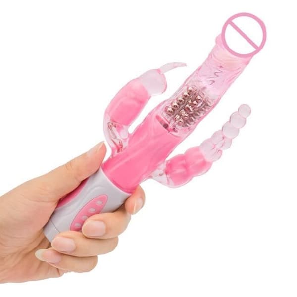 Erotisk sexleksak Triple Pleasure Kanin Vibrator Dubbel Penetration Anal Dildo G Spot Klitoris Stimulator Sexleksaker för vuxna - Rosa Typ