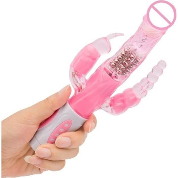 Erotisk sexleksak Triple Pleasure Kanin Vibrator Dubbel Penetration Anal Dildo G Spot Klitoris Stimulator Sexleksaker för vuxna - Rosa Typ