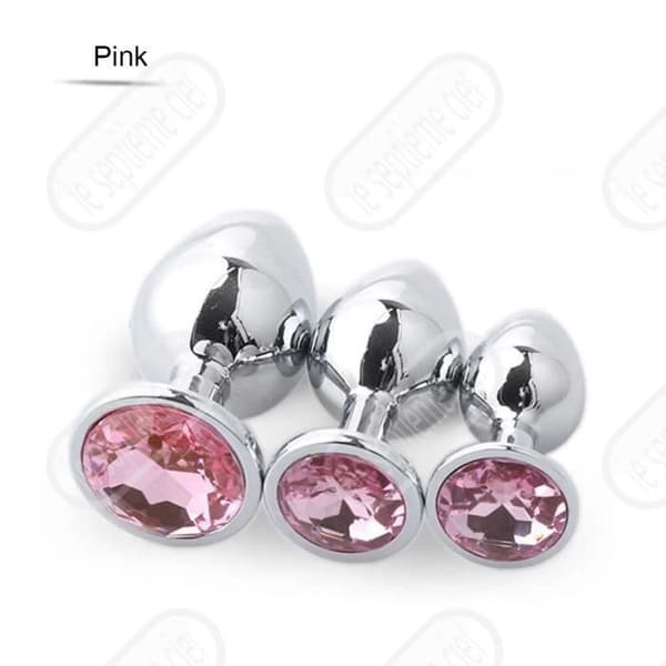 LSC® Stål metall anal plugg 3 stycken diamant butt plug och 7 tums vibrerande vibrator honvibrator-Dark Blu Typ