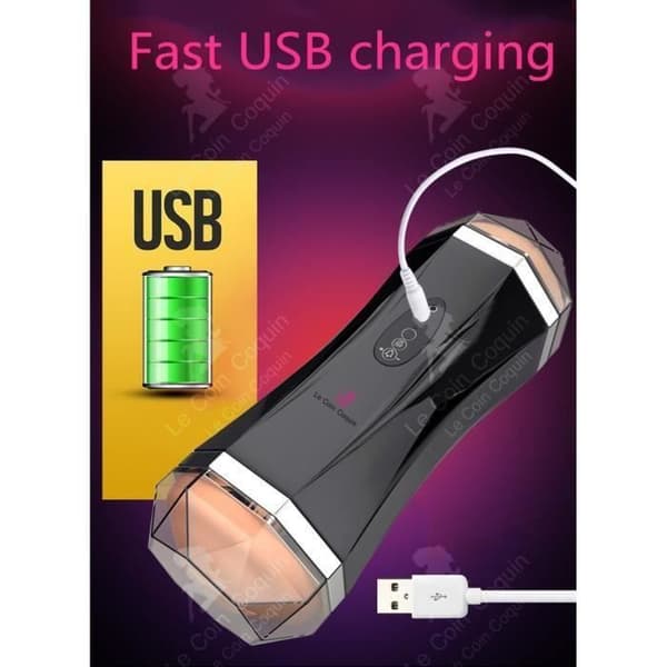 Elektrisk onanator man dubbel realistisk huvud - Le Coin Coquin - HBC26 - Svart - Vuxen