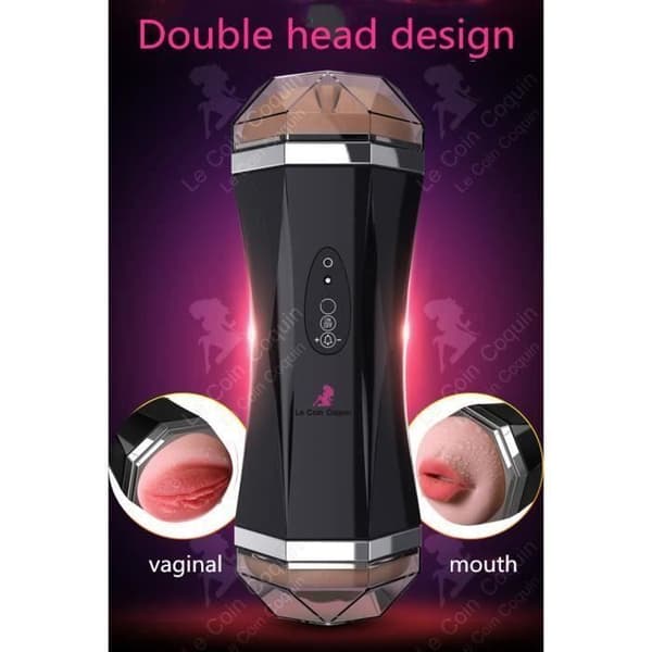 Elektrisk onanator man dubbel realistisk huvud - Le Coin Coquin - HBC26 - Svart - Vuxen