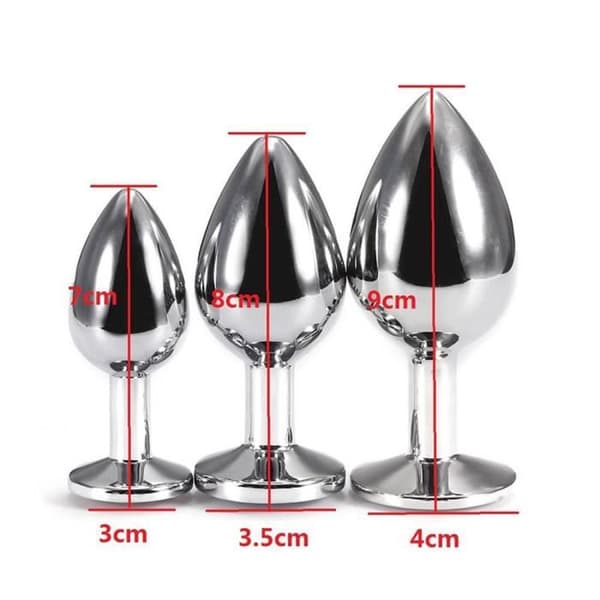 Analplugg - Rostfritt - 3 storlekar - S 7,5 cm - M 8 cm - L 9 cm - Med diamanter