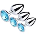 Miniatyrbild 1 av 2: Analplugg - Rostfritt - 3 storlekar - S 7,5 cm - M 8 cm - L 9 cm - Med diamanter