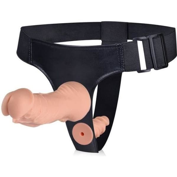 Utimi Strap-On Läder Dildos med Dubbla Dildos Silikon Lesbisk Masturbator
