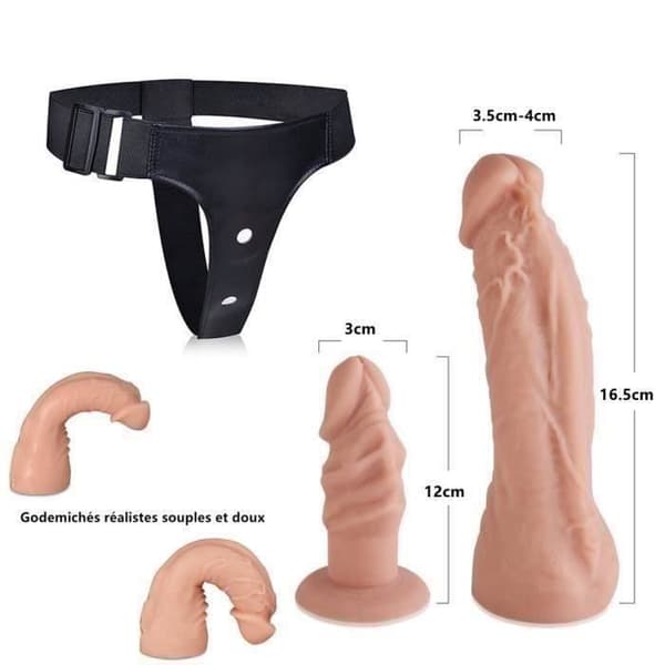 Strap-on sexleksaker för lesbiska kvinnor par fram och tillbaka Double Dildos Silikon Strap-On Läder Penisbandage