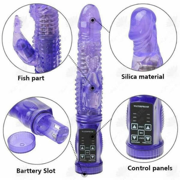 HTBE® Purple Electric Kvinnlig Vibrator Vattentät Transparent Dildo Tower Bead Stick Sexleksaker för vuxna