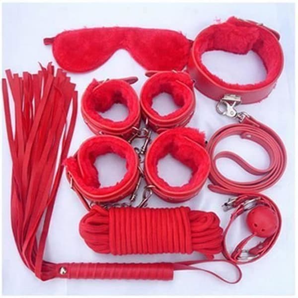 Kit Set Bdsm Gag Collar Mask Whip Handledsmanschetter Ankelmanschetter Handfängsel Rep koppel Sm - LRUMIERW-A1243
