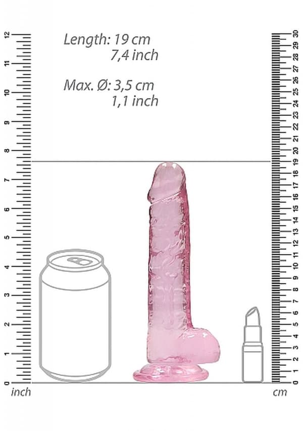 7/18 cm Realistisk Dildo Med Bollar Rosa