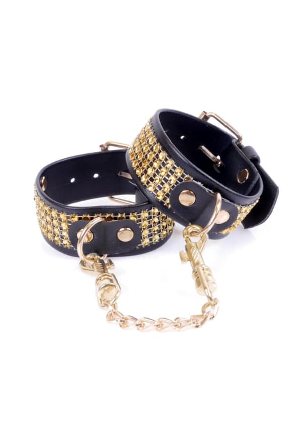 Fetish B Series Håndjern med krystaller 3 cm Guld