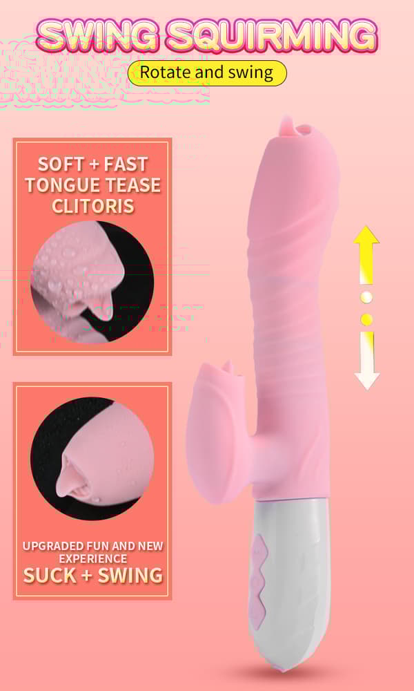 Silikone Vibrator USB 7 funktion og trykfunktion / varme, pink