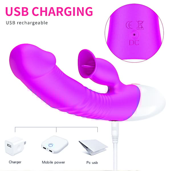 Vibrator Silicon, Vibrator 7 Funktion och Värmeläge, Lila
