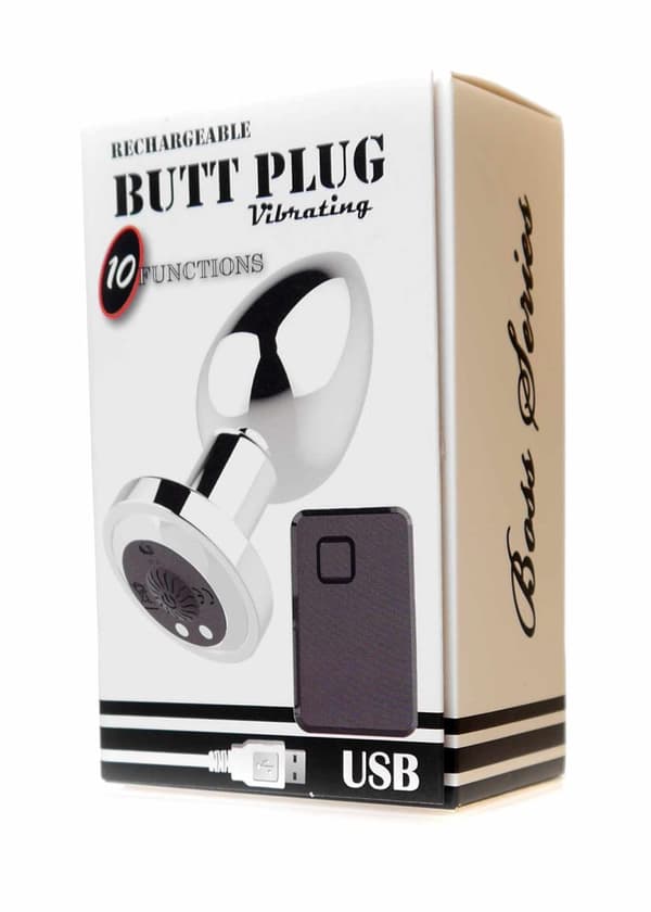 Genopladeligt Butt Plug Vibrator USB 10 Funktioner Sølv