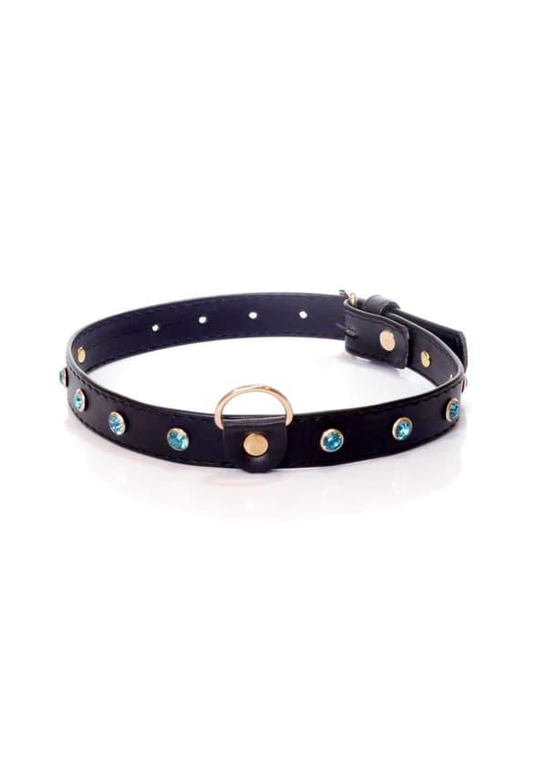 Fetish B Series krage 2 cm turkos kristall