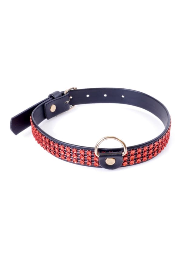 Fetish B Series Krage med kristaller 2 cm Red Line