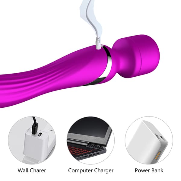 Silikone Dual Massager USB 7+7 Funktion Lilla