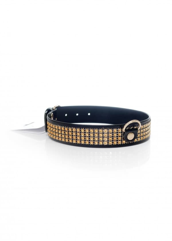 Fetish B Series Krage med kristaller 3 cm guld