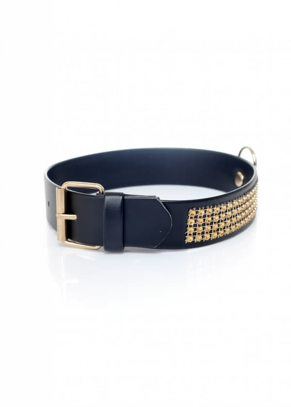 Fetish B Series Krage med kristaller 3 cm guld