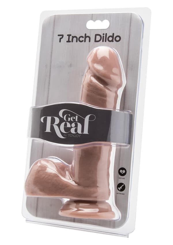 Dildo 7 tum med bollar Ljus hudton