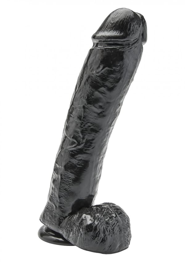 Dildo 11 tum med bollar svart