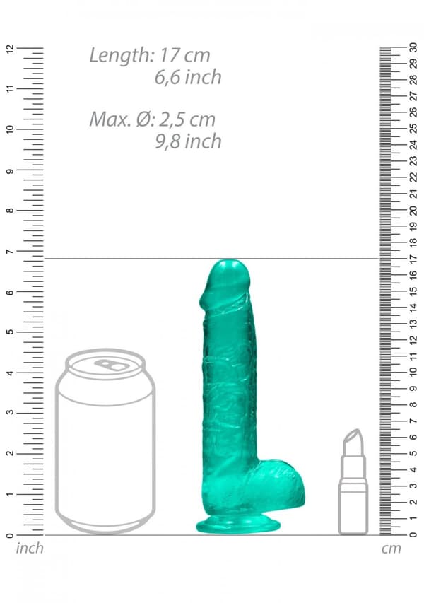 6/15 cm Realistinen dildo palloilla Turkoosi
